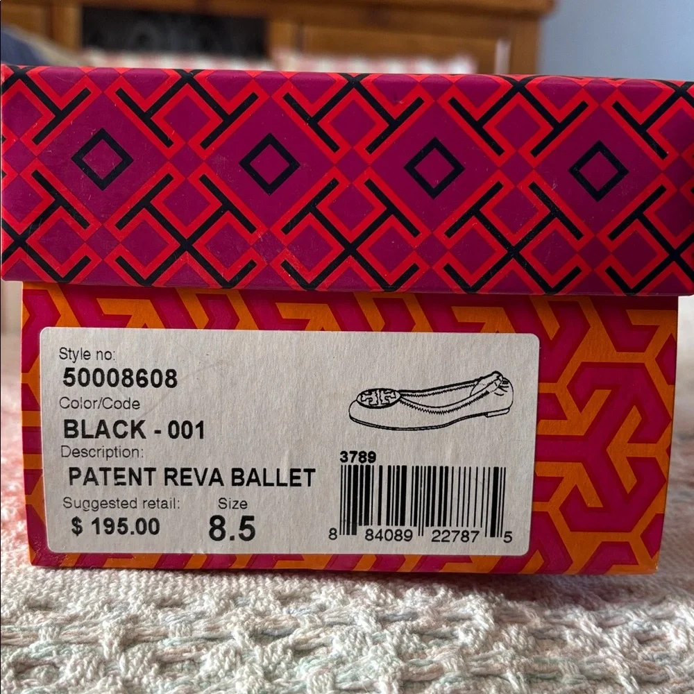 Tory Burch glossy black patent Reva ballet flats sz 8.5 w/box - Picture 8 of 8